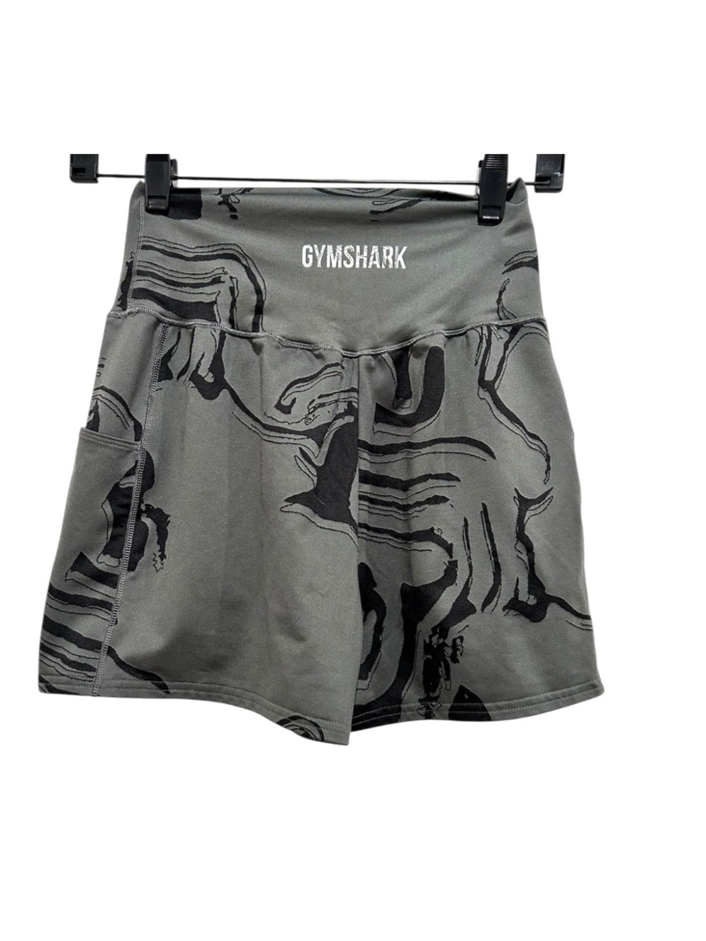 Gymshark GS Power Jacquard Shorts Women's Size XS Gray Black Lifting Gym Shorts - Picture 2 of 4